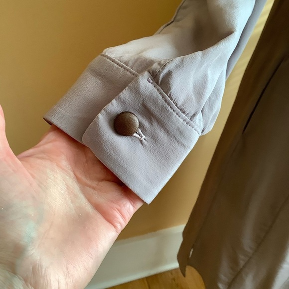 LOVEMATTERS Designer Silk & Leather Belted Shirt Dress Size Small - Picture 13 of 16